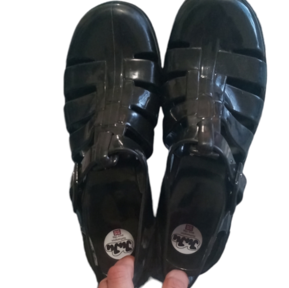 JuJu Babe Jelly Heeled Sandals - Black - Size 5 UK, 7 US. JuJu